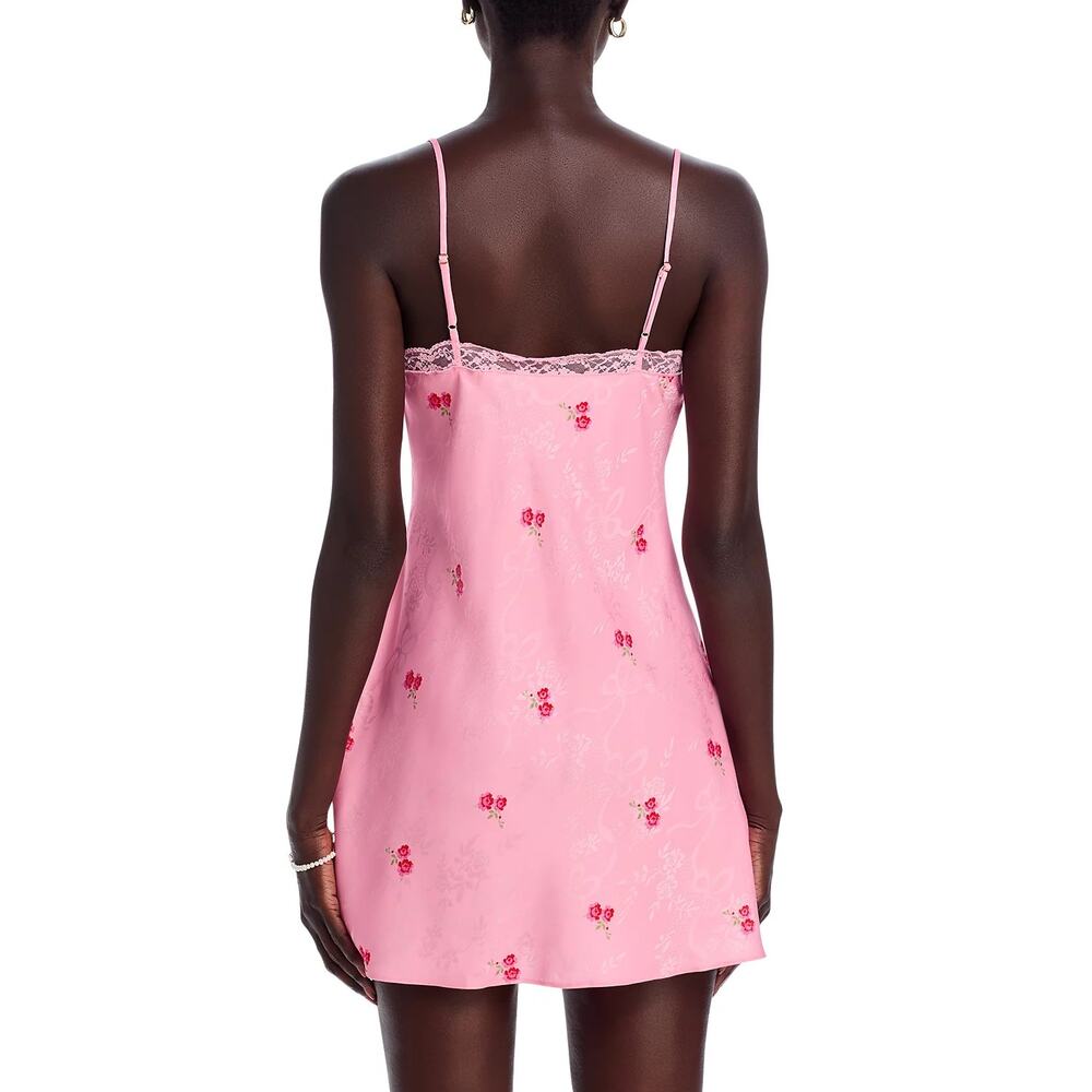 NWT LoveShackFancy Larinda Dress Floral Lace Trim Satin Mini Slipdress M - Picture 6 of 11
